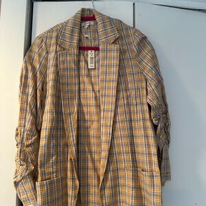 Yellow and Blue Plaid Blazer